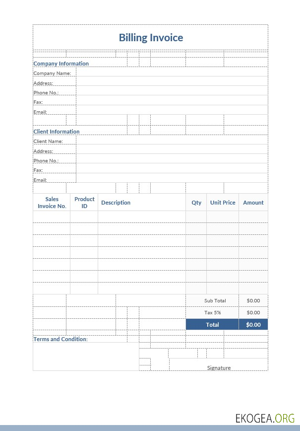 Modèle de facture de restauration template